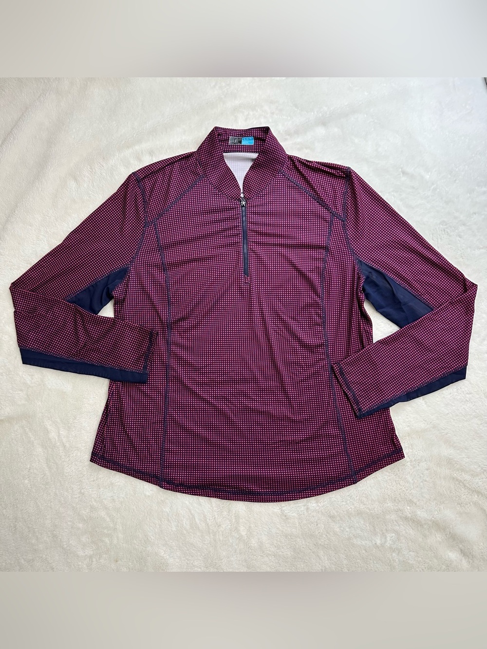 PGA Tour Women’s XL 1/4 Zip Long Sleeve Golf Pullover Geometric Check Print